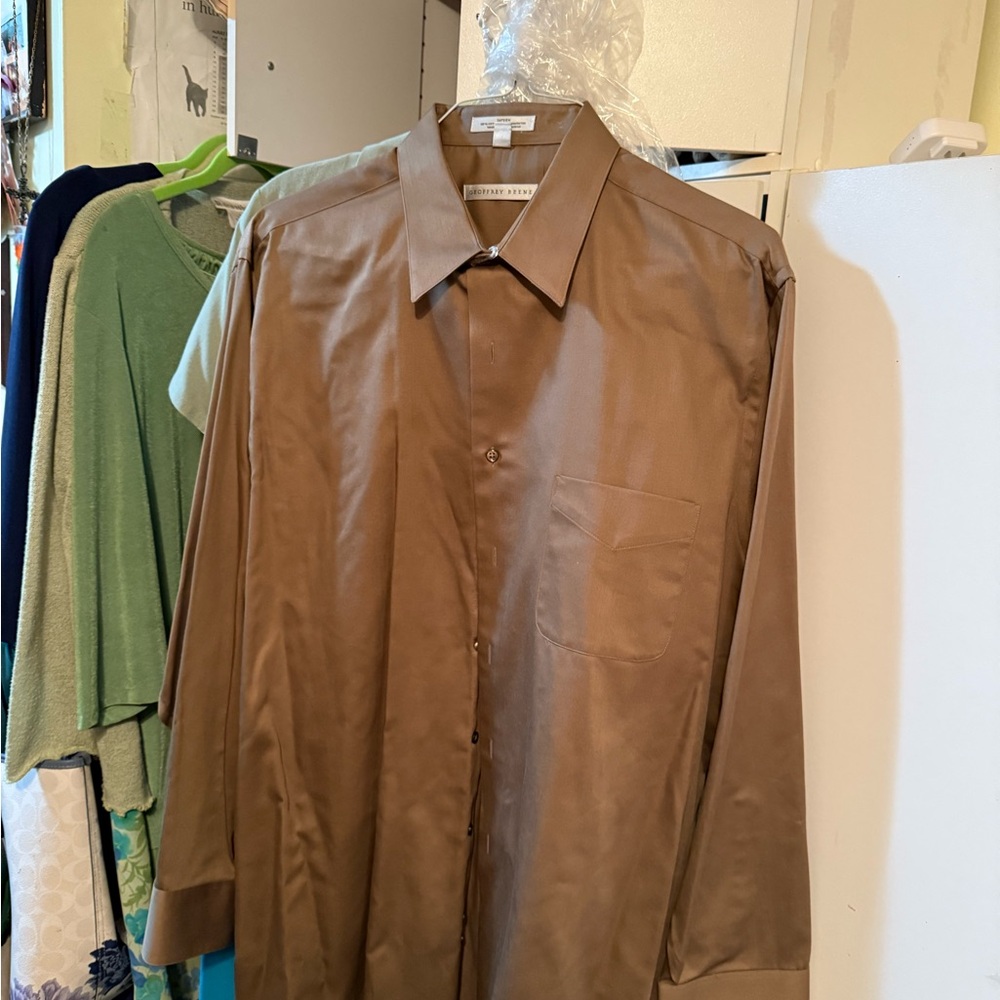 Geoffrey Beene Sateen Brown Shirt